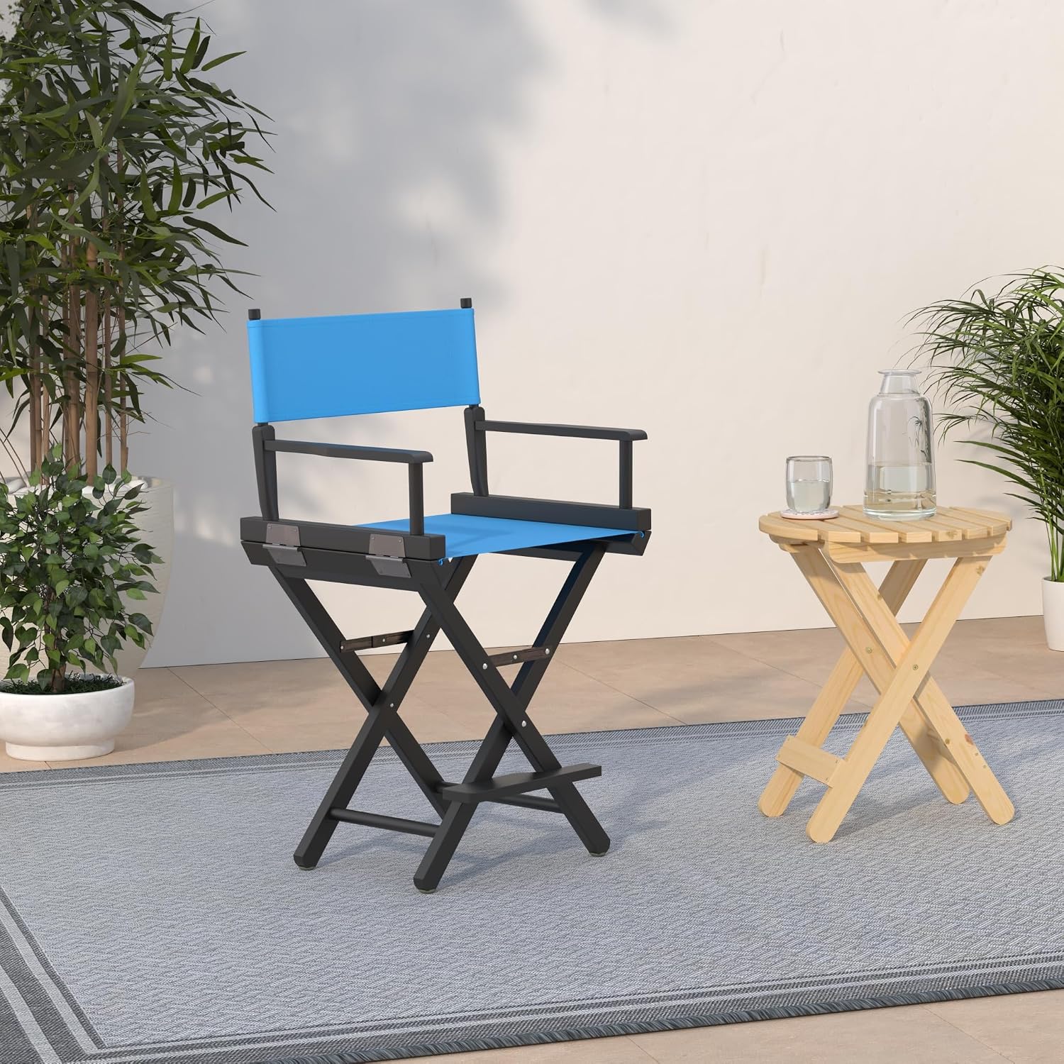 Casual Home 220-02/021-27 Director Chair 24" - Counter Height BlackFrame/Turquoise Canvas