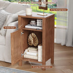 Farmhouse Nightstand Set of 2, Modern Bedside Table with Door and Open Shelf, Compact End Table Side Table with Storage for Small Spaces, Bedroom(Brown)