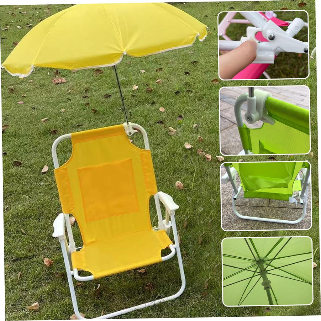 Kids Beach Chair with Umbrella Foldable & Detachable Beach Chair with Canopy, Lightweight and Sturdy Outdoor Seat for Camping, Travel, Lawn, Yellow.