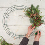 14 Inch Christmas Green Wire Wreath Frame,2 Pack Metal Front Door Wreath Round Form Iron Ring for Christmas, New Year Decors, Crafts, DIY, Holidays, Events