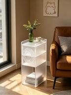 Frosted Acrylic Nightstand with 2 Drawers - Modern Slim Bedside Table for Small Spaces, 9" W x 12.6" D x 22.8" H