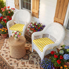 Geetery 4 Pcs Checkered Chair Cushion for Dining 17"x16"x2" Thick Buffalo Plaid Non-Slip Chair Pad with Tie and Removable Cover for Home Outdoor Patio Indoor Seat Cushion (Buffalo Gingham,Yellow)