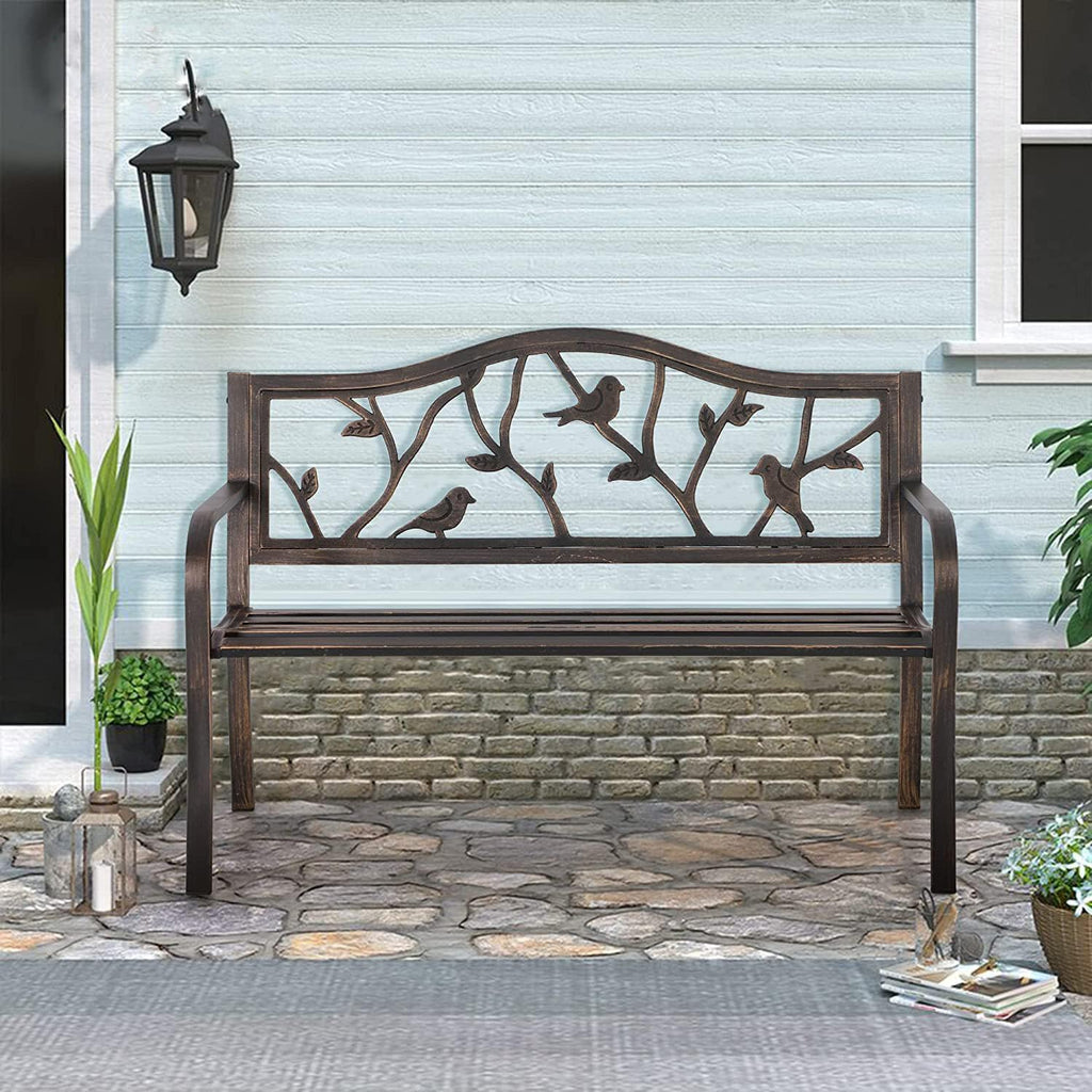 Outdoor Bench Patio Chair Metal Garden Furniture Deck Backyard Park Porch Seat