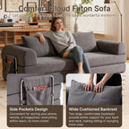 78" Convertible Sofa Bed, Corduroy Futon Couch with Storage Pocket, Boneless Pull Out Sleeper Sofa, Foldable Couch for Living Room Bedroom, No Assembly Space Saver, Gray
