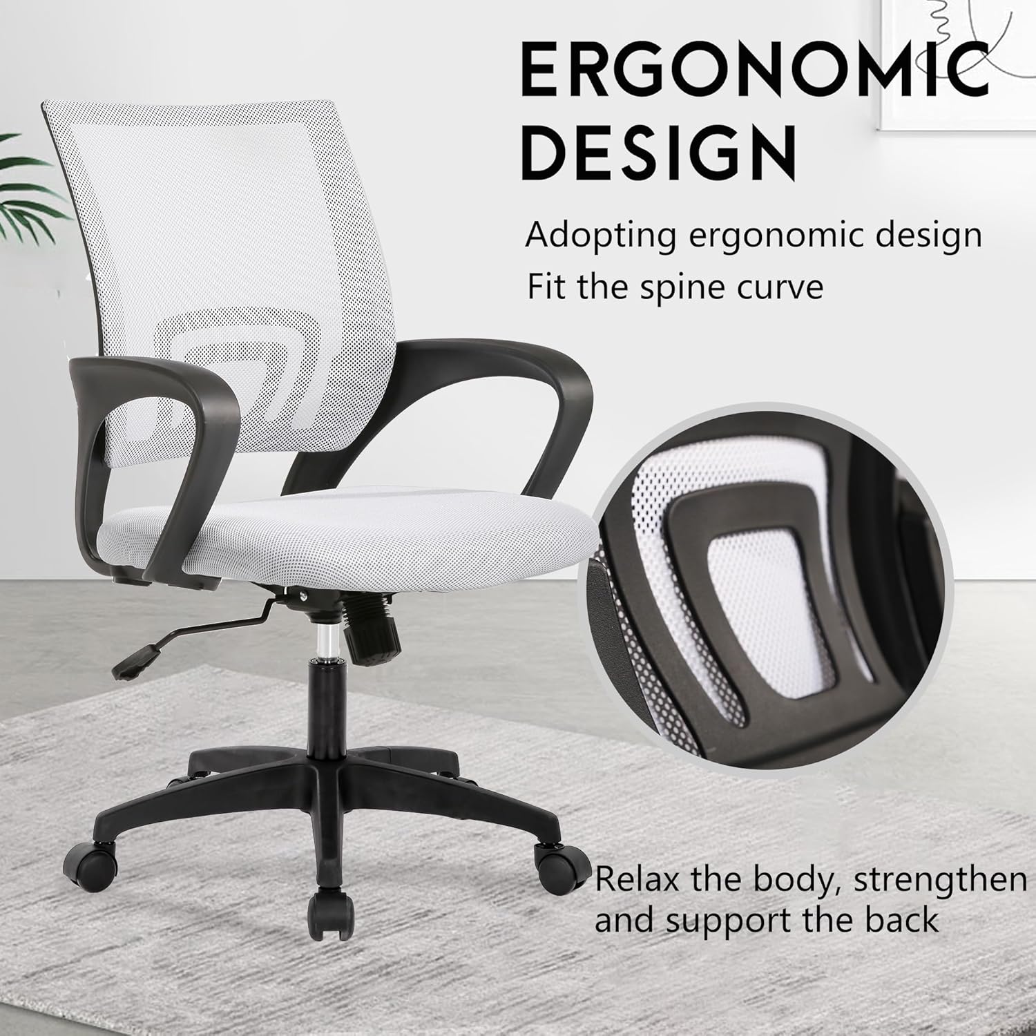 PayLessHere Home Office Chair Desk Computer Chair Adjustable Ergonomic Chair Lumbar Support Armrest Executive with High Density Mesh 360 Degree Swivel Chair for Adults Chair (Pack of 1, Beige)