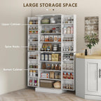 65" Kitchen Pantry Cabinet, Modern Storage Cabinet with Doors and Shelves, Freestanding Cupboard for Dining Room, White,13.8 * 23.6 * 65.4