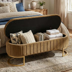 51 Inch Storage Ottoman Bench Velvet End of Bed Storage Bench King Size Upholstered Tufted Bench Large Space for Bedroom Living Room Entryway Coffee