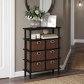 4-Tier Open Shelf Console Table, Side Table with Storage Drawer Bins, Toolless Assembly Open Back Sofa Table, Entryway Table, for Home Office, Living Room, Entryway, Black Oak
