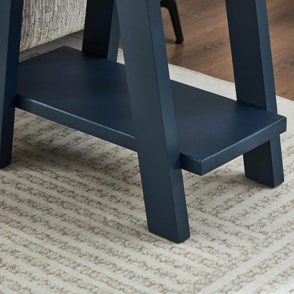 Roundhill Furniture Athens Contemporary Wood Shelf Side Table in Navy Blue