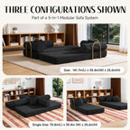79" Corduroy Sofa Bed, Boneless Couch in a Box with 2 Pillows, High-Density Foam 4-in-1 Foldable Sleeper Futon Loveseat for Small Spaces, No Assembly, Side Pockets, Hex Arm Black