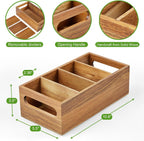 DRASTAR Pantry Organization and Storage Bins, Acacia Wood Seasoning Packet Organizer with Removable Dividers,Storage Caddy for Kitchen, Pantry, Cabinet, Countertop