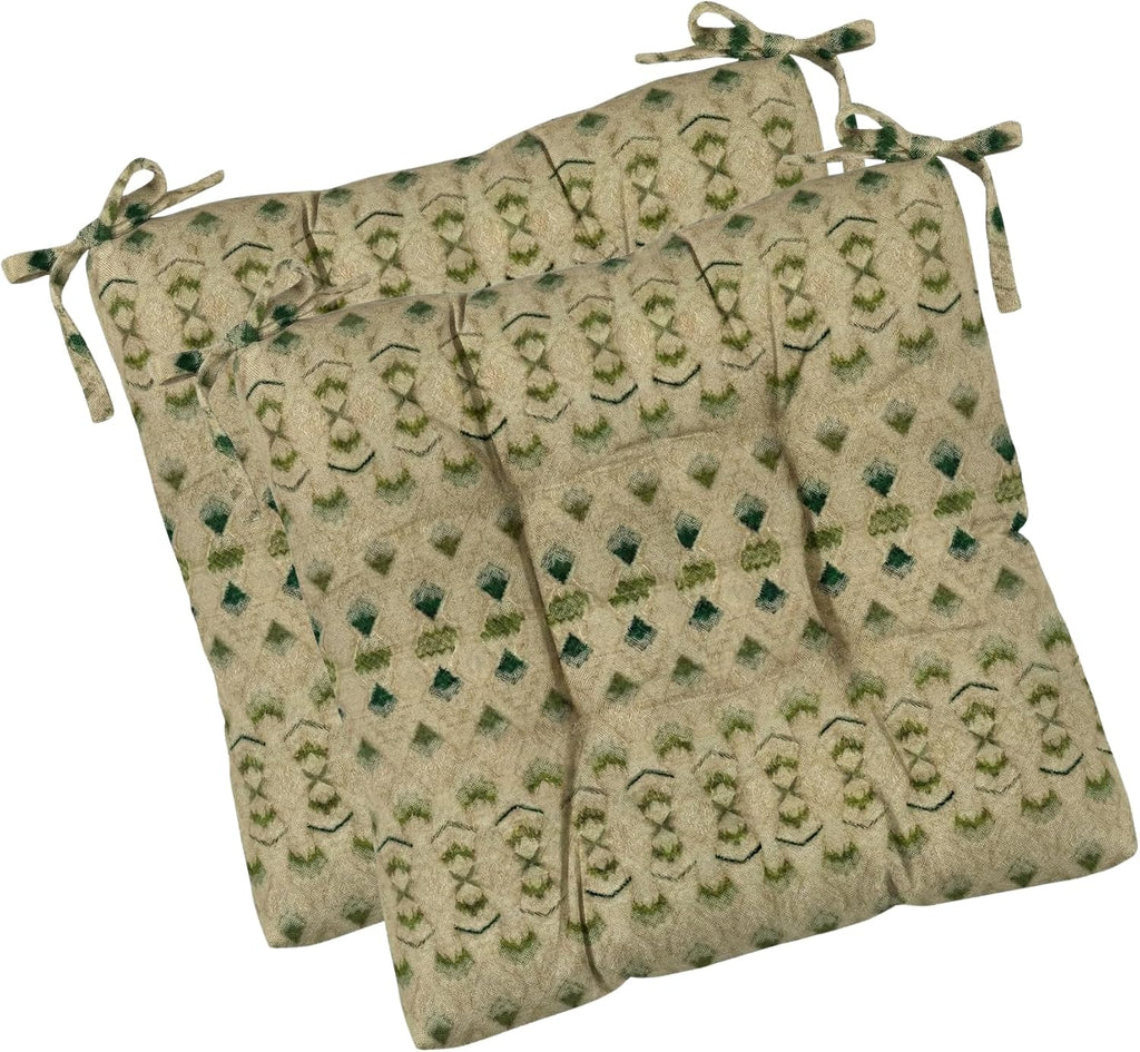 RSH DECOR Tufted Chair Cushions Set of 2 | 16" x 16" | All-Weather Square Cushions for Patio Furniture | American Made | Cabrera Verde