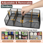 Tea Bag Organizer, Tea Bag Holder Organizer with 8-Compartment Adjustable Drawer, Wood & Metal Tea Box Organizer Chest for Countertop Kitchen, Office