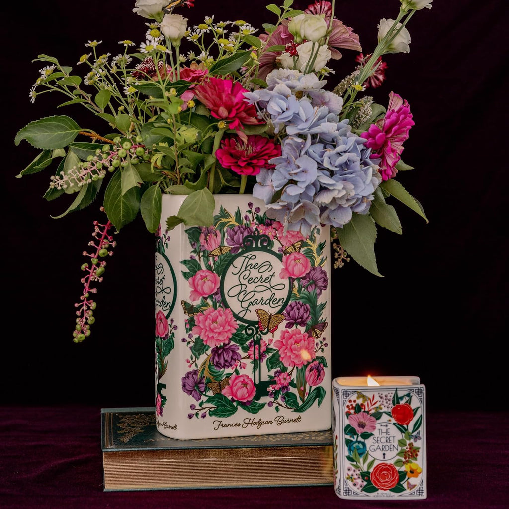 Steel Mill & Co Original Large Book-Shaped Decorative Vase, Ceramic Vases for Home Decor, Cute Bookshelf Decor, Unique Vase for Book Lovers (The Secret Garden - Collector's Edition)