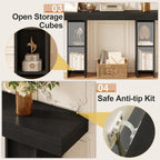 Modern Entryway Table, 55'' Wood Console Table with Storage Couch Table Behind Sofa Black Living Room Table for Entryway Hallway, Foyer