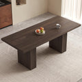 Farmhouse Dining Table for 4-6, 66.9" Modern Wood Kitchen Table with Double Pedestal Base, Rectangular Dining Table for Apartment & Living Room, Scratch-Resistant, Oak
