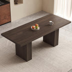 Farmhouse Dining Table for 4-6, 66.9" Modern Wood Kitchen Table with Double Pedestal Base, Rectangular Dining Table for Apartment & Living Room, Scratch-Resistant, Oak