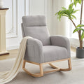 Upholstered Rocking Chair, Glider Chair Nursery Chair with High Back and Side Pocket, Rocking Accent Armchair with Rubber Wood Legs for Living Room/Bedroom/Nursery