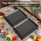 80L Larger Under Bed Storage with Wheels, 2-Pack XXL Underbed Shoe Storage with Clear Lid, Easy Pull-out Rolling Under Bed Storage Containers, Underbed Storage Bins for Clothes, Shoes, Black