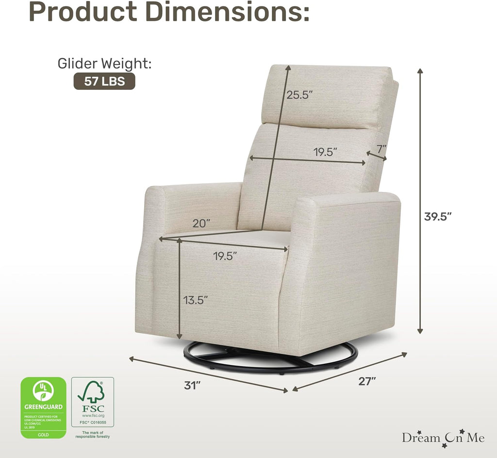 Dream On Me Oliver Swivel GliderWith 360-Degree Swivel and Plush Corduroy Fabric, FSC Certified.