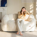 MAXYOYO Bean Bag Chair for Adults, Floral Shaped Bean Bag Sofa | Ultra Soft Faux Fur Floor Sofa, Large Reading Chair for Living Room Bedroom, Beige, Double