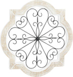 Deco 79 Wooden Scroll Home Wall Decor Wall Sculpture with Metal Scroll Work, Wall Art 22" x 1" x 22", White