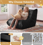 Hobestluk Bean Bag Chair for Kids Toddler Bean Bag Chair with Memory Foam Filler Leather Beanbag with Spacious Design Bean Bag Couch for Reading Gaming Relaxing (Black, Small)