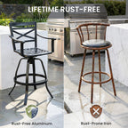Crestlive Outdoor Swivel Bar Stools Set of 4, Aluminum Patio Bar Stools with Sunbrella Cushions, 30 Inch Bar Height Perfect for Backyard, Balcony and Garden
