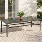 MIXPATIO Outdoor Patio Dining Table for 8, 83" x 39" Rectangular Metal Patio Dining Table with 1.7" Umbrella Hole, All Weather Wrought Iron Black Outdoor Table for Garden, Backyard and Porch