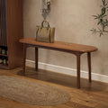 DONGMUWUEJEE 100% Solid Wood Dining Bench, Wood Bench for End of Bed with Rounded Corners, Entryway Benches for Farmhouse, Kitchen, Living Room and Plant Stand (Walnut, 39.4" D x 11.8" W x 19.7" H)