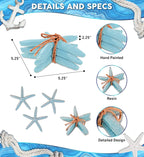Puzzled Nautical Turquoise Starfish Set - Decorative Beach Style Tabletop Centerpiece, Realistic Resin Sea Coral Reef Starfishes for Ocean Themed Home Accent Decor - 3 Pieces