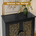 ARTPOWER Embossed Accent Cabinet Set of 2, Vintage Sideboard Buffet Cabinet, Credenza Storage Cabinets with Doors and Shelves for Living Room, Dining Room, Entryway, Hallway, Black