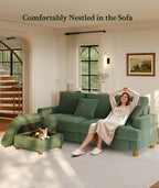 Welzona 87.2" Couches for Living Room, Comfy Green Couch 7.5" Extra Thick Cushion, Sofas for Living Room Tool-Free Setup, Loveseat Sofa 848lbs Support, Corduroy Couch for Bedroom, Apartment, Office