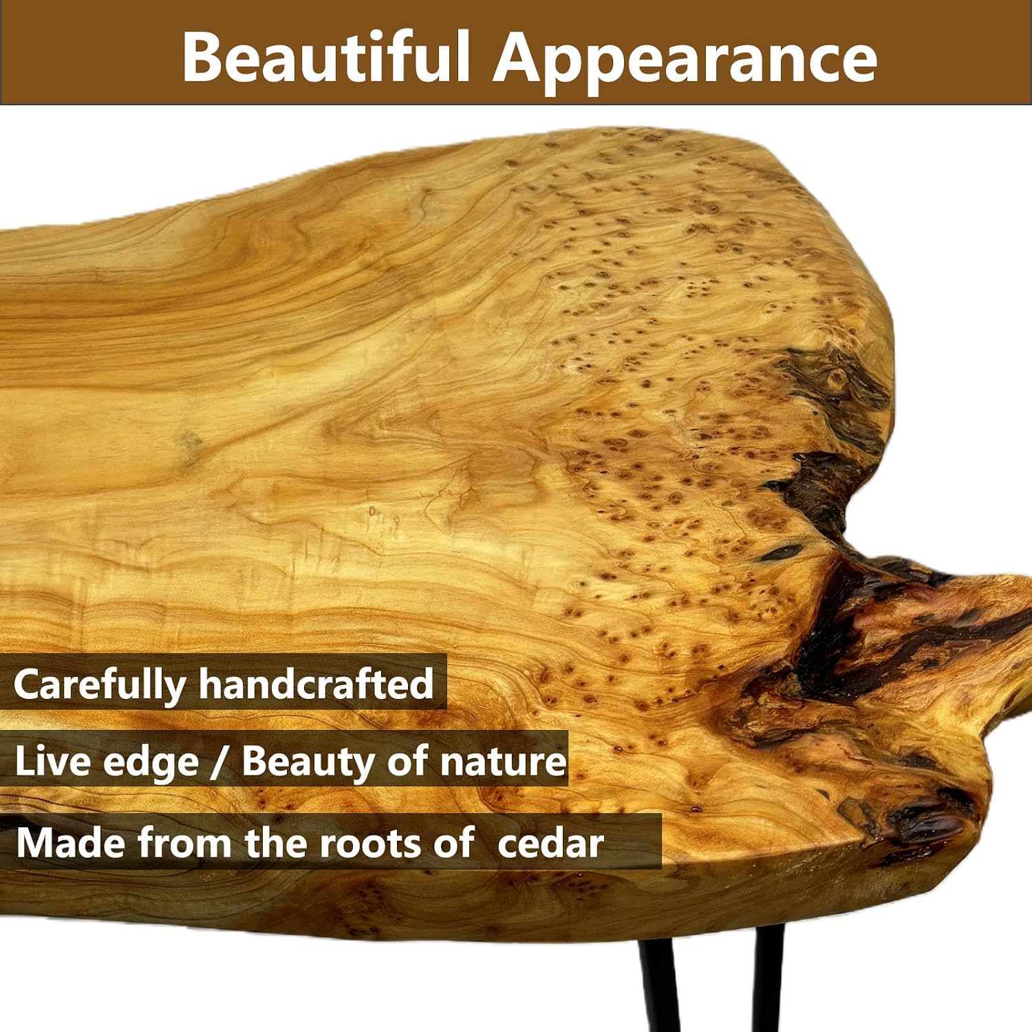 Live Edge Cedar End Table,Natural Wood Side Table,20" L x 14" W x 20" H Unique Desktop Nightstand Plant Stand for Living Room, Bedroom, Home, Office (20" L x 14" W x 20" H)