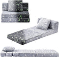 VEVOR 3-in-1 Kids Sofa, Foldable Toddler Soft Couch, Glow in The Dark Kids Couch Fold Out with 28D Sponge & Flannel Fabric, Convertible Toddler Chair to Lounger for Reading, Playing, Gaming, M, Gray