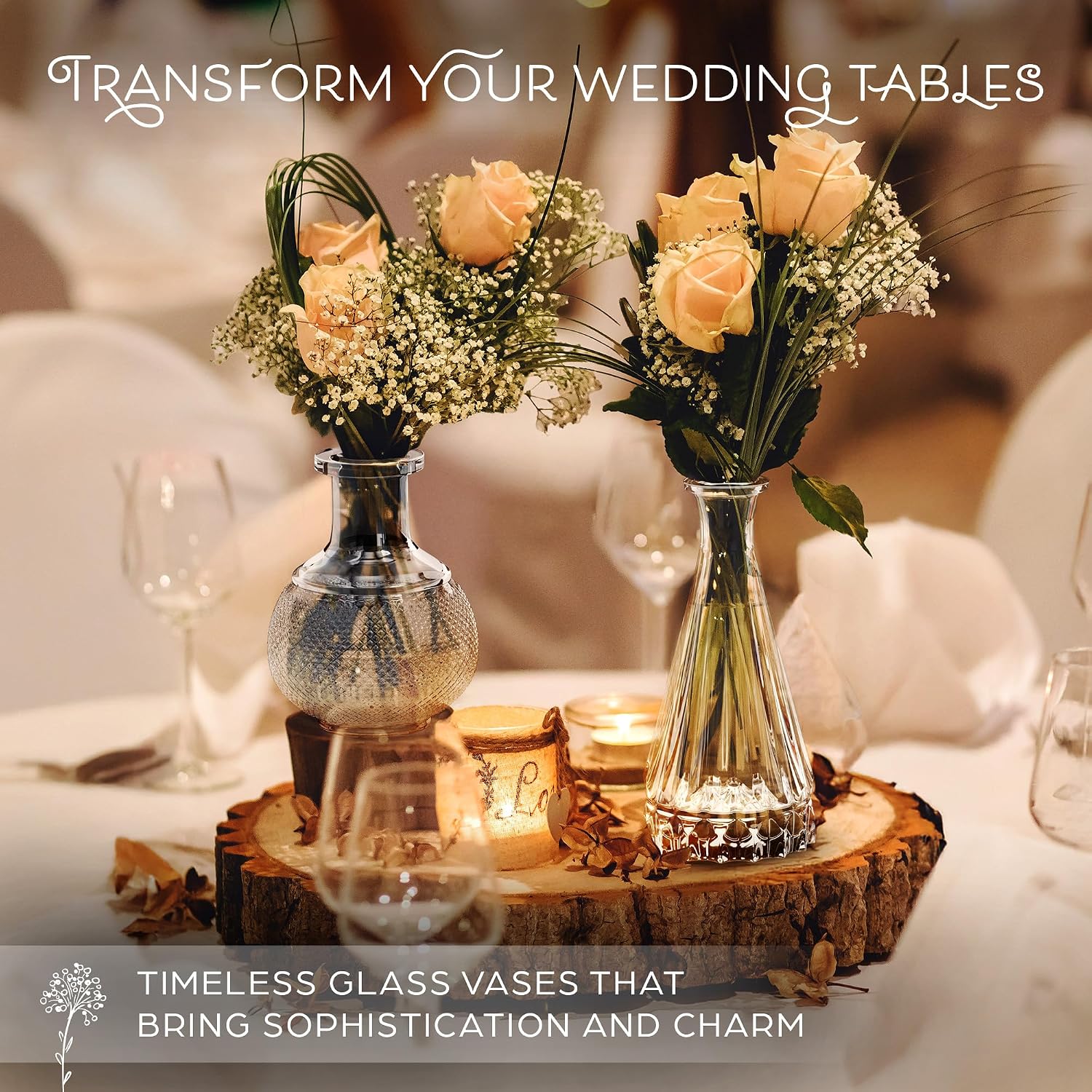 Gather & Bloom Creations Glass Bud Vases in Bulk – Set of 10 Mini Wedding Centerpiece Vases – Durable, Vintage-Inspired Clear Glass Vases for Flowers and Table Decor