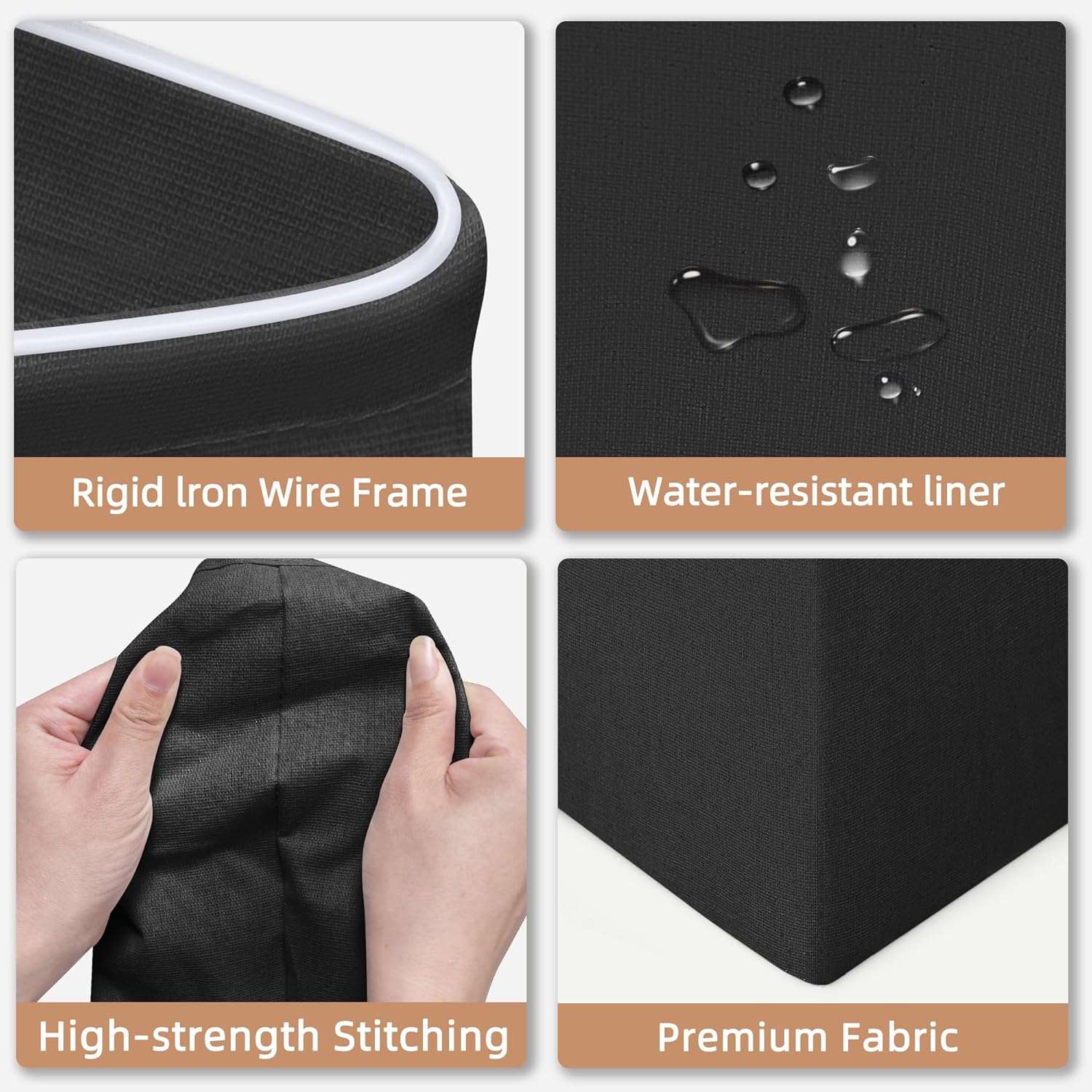 STORAGE MANIAC 2-Pack Large Laundry Hamper, 100L (26.4 Gal) Collapsible Laundry Basket with Bamboo Handles, Freestanding Waterproof Clothes Hamper for Laundry Room, Bedroom, Dorm, Towels, Black