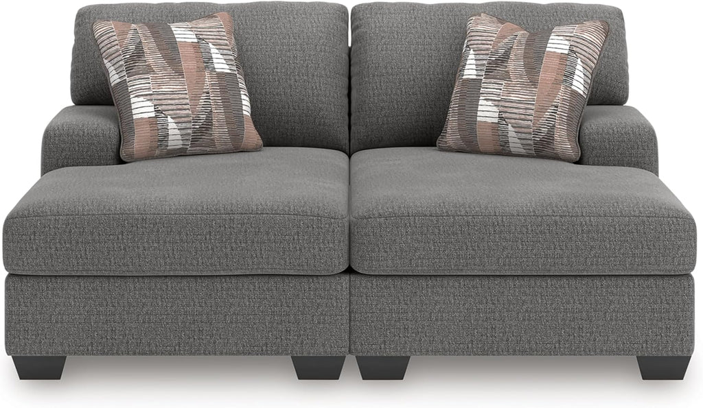 Signature Design by Ashley Seyler Lane Contemporary 2-Piece Super Chaise with Removable Cushion, Gray