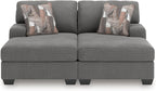 Signature Design by Ashley Seyler Lane Contemporary 2-Piece Super Chaise with Removable Cushion, Gray