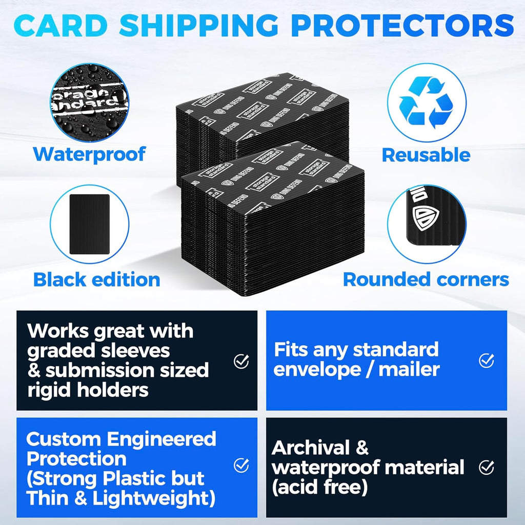 Ding Defend 4x6 Black Trading Card Shipping Protector 110 Pack - Sports Card Protectors Hard Plastic w/Rounded Corners, Hobby Shipping Shield for Graded Cards, Slabs, Top Loaders