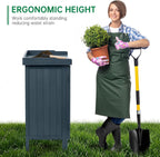 HABAU Outdoor Storage Cabinet with Potting Bench & Metal Tabletop, Wooden Planting Workstation for Garden Patio, Weatherproof