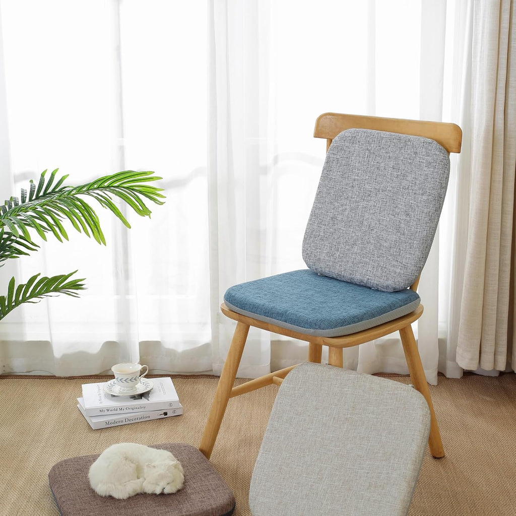 High Resilience Memory Foam Chair Cushion 13"x13"x2" Set of 2 Square Chair Pads and Washable Cover Non Slip Seat Cushions for Indoor Dining Room Kitchen and Office Chairs (Coffee,13"x13")