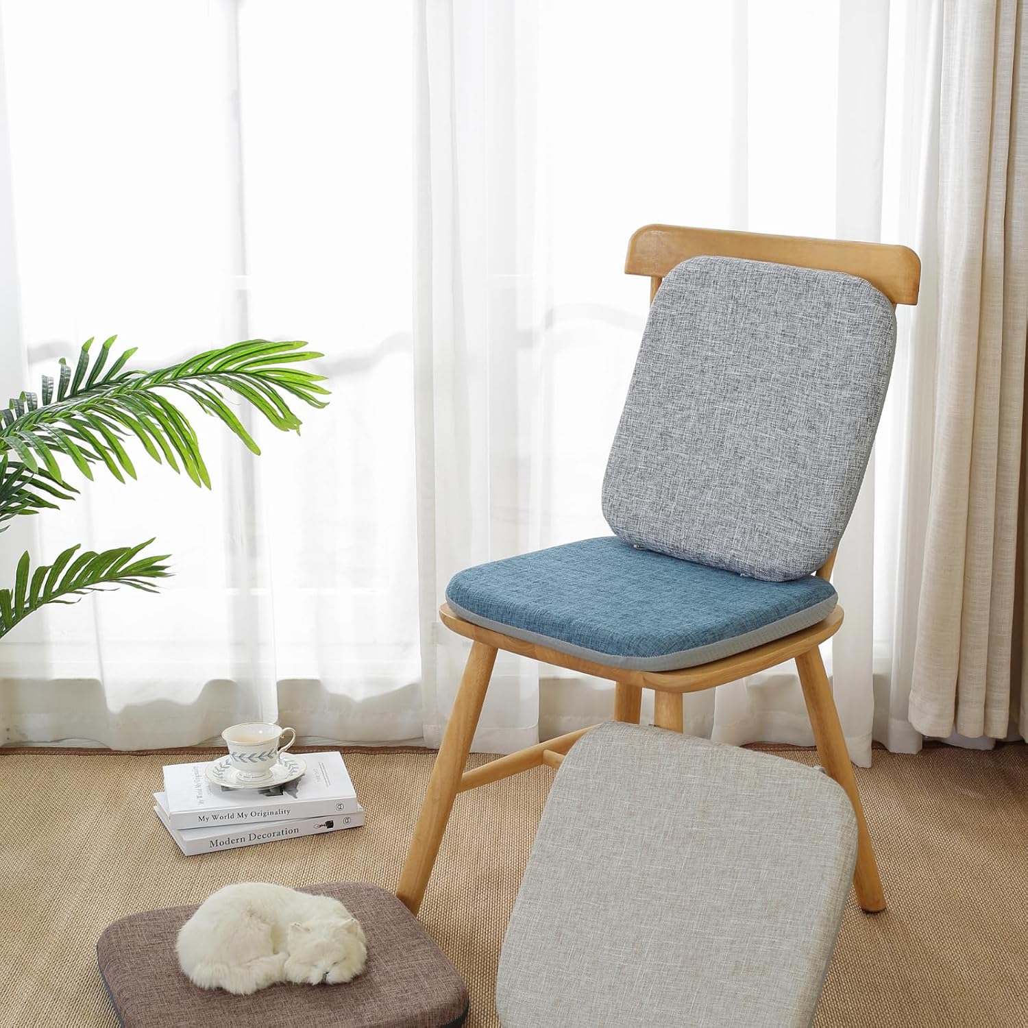 High Resilience Memory Foam Chair Cushion 13"x13"x2" Set of 2 Square Chair Pads and Washable Cover Non Slip Seat Cushions for Indoor Dining Room Kitchen and Office Chairs (Coffee,13"x13")