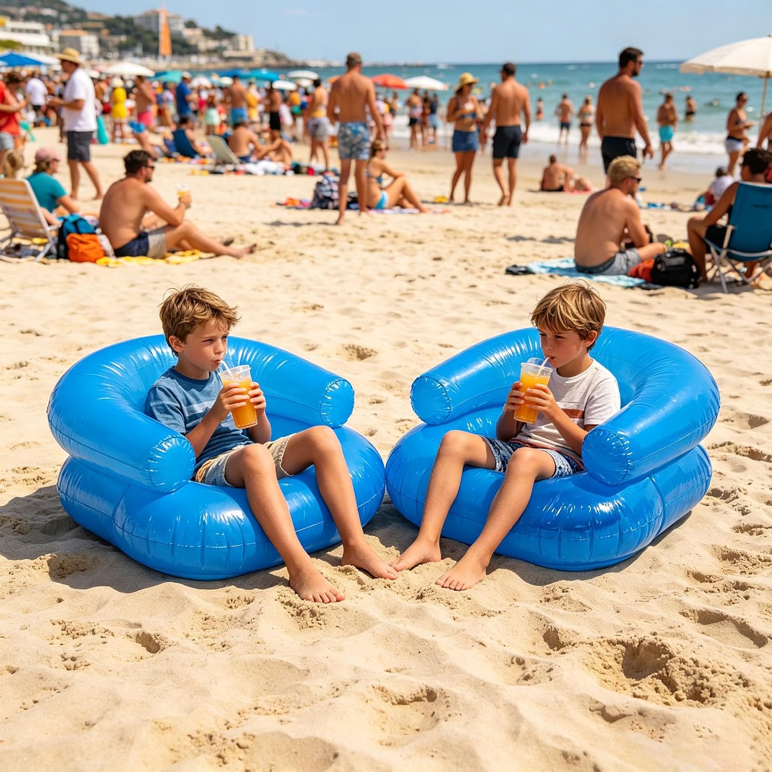 Kids Inflatable Chairs Blow up Chairs Inflatable Furniture,Portable Air Couch Furniture for Outdoor Indoor Camping Beach Room,Picnics Party Supplies (Blue)