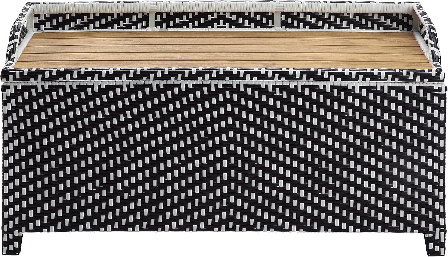 Greemotion Azur Beach Aluminum and All-Weather Wicker 41 in. Wide Storage Bench for Garden, Backyard, Patio, Pool Area, Porch, Black and White
