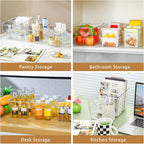 Freebat 12 Pack Organizers and Storage, Pantry Organization and Storage Bins, Cabinet Organizer, Clear Plastic Storage Containers with Handle，Acrylic Storage Bins (4 Small&4 Middle&4 Large