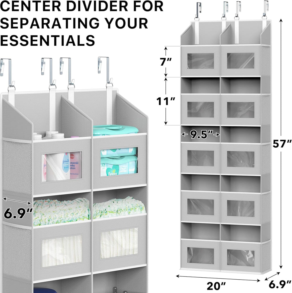 Simple Houseware Extra Large Heavy Duty Over the Door Organizer with 10 Clear Window Pockets, 80 lbs Capacity for Pantry, Closet, Bathroom, Gray