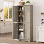 Garvee 70 Inch Tall Storage Cabinet, Kitchen Pantry Cabinet with Doors and Adjustable Shelves, Freestanding Wooden Classic Cupboard for Living Room, Dining Room, Bathroom