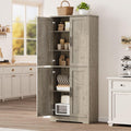 GarveeLife 70" Tall Kitchen Pantry,Farmhouse Storage Cabinet with Adjustable Shelves,Farmhouse Pantry Cabinet with 4 Barn Doors, for Kitchen,Dining Room,Living Room.(Grey)