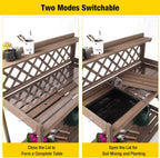 Aivituvin Potting Bench Outdoor with PVC Layer Wooden Planting Table with Sink & Lid Gardening Work Bench with Drawer, Shelf, Hook